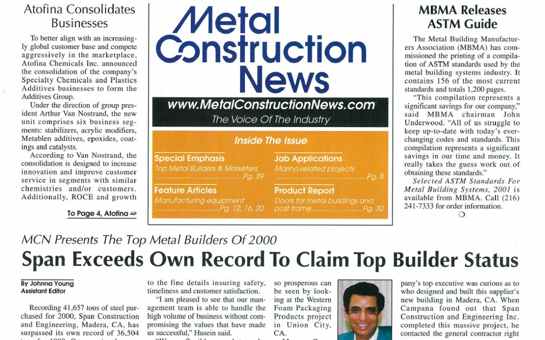 2001 SPAN Exceeds Own Record To Claim Top Builder Status